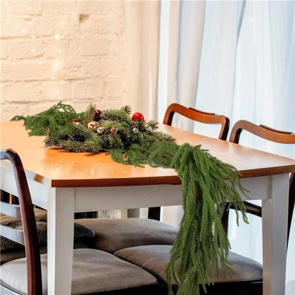 2 Pcs Christmas Norfolk Pine Garlands, 6 Ft Artificial Pine Garland Ornament